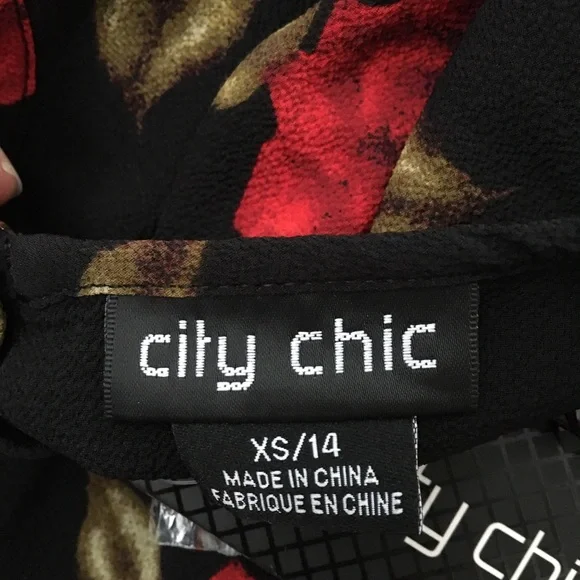 City Chic Jumpsuit Red Rose Black Plus Size 14 wide leg pockets